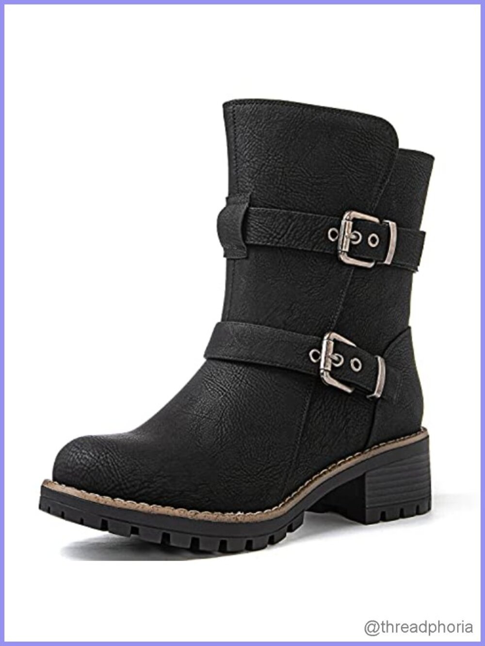 Faux Fur Lined Ankle Boots With Adjustable Double Buckles Moto Booties